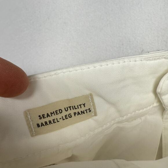 Madewell Pants Women's 4 White Seamed Utility Barrel Leg Cargo Slant Solid NEW - Picture 10 of 12